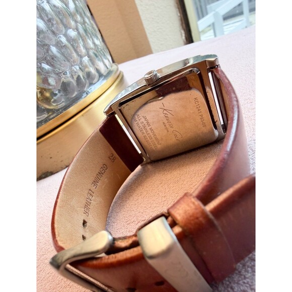 Kenneth Cole Men’s KC1241 Brown Leather Strap Big number Silver White Dial Watch main image 5
